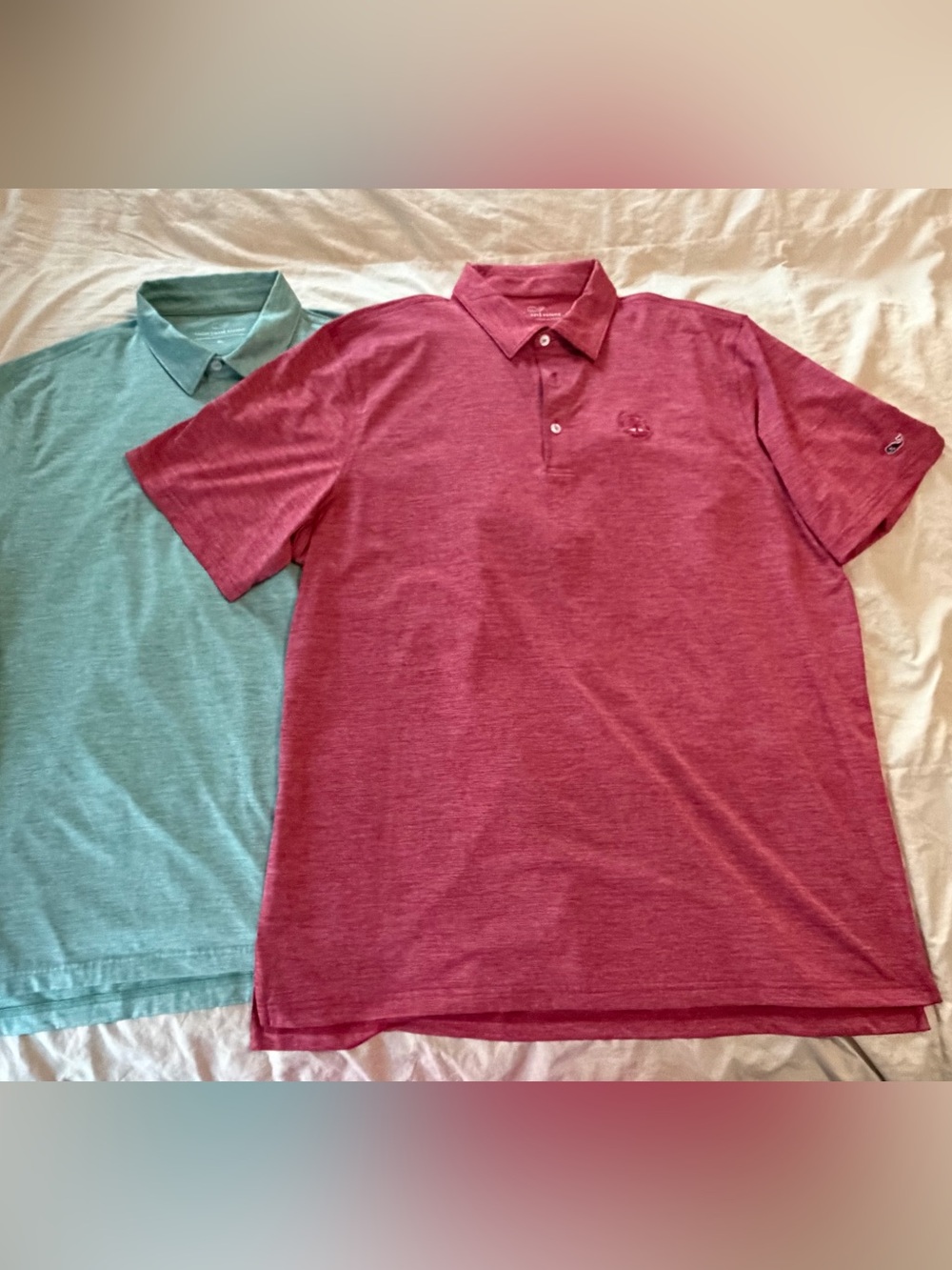 Vineyard Vines Heather Red Polo with Mint Green Polo Bundle